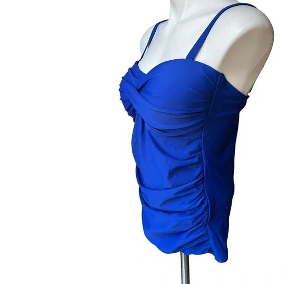 NWT, RELLECIGA Strapless Royal Blue Ruched Top, Sz L - Picture 12 of 13
